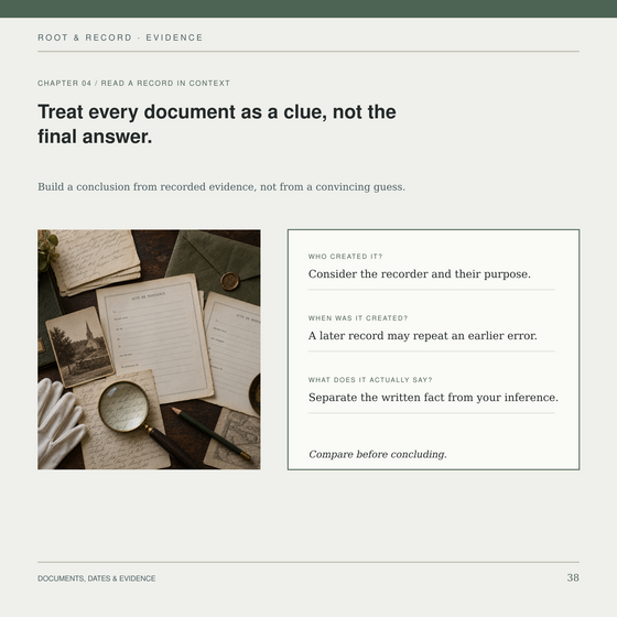 A sample page from Documents, Dates & Evidence.